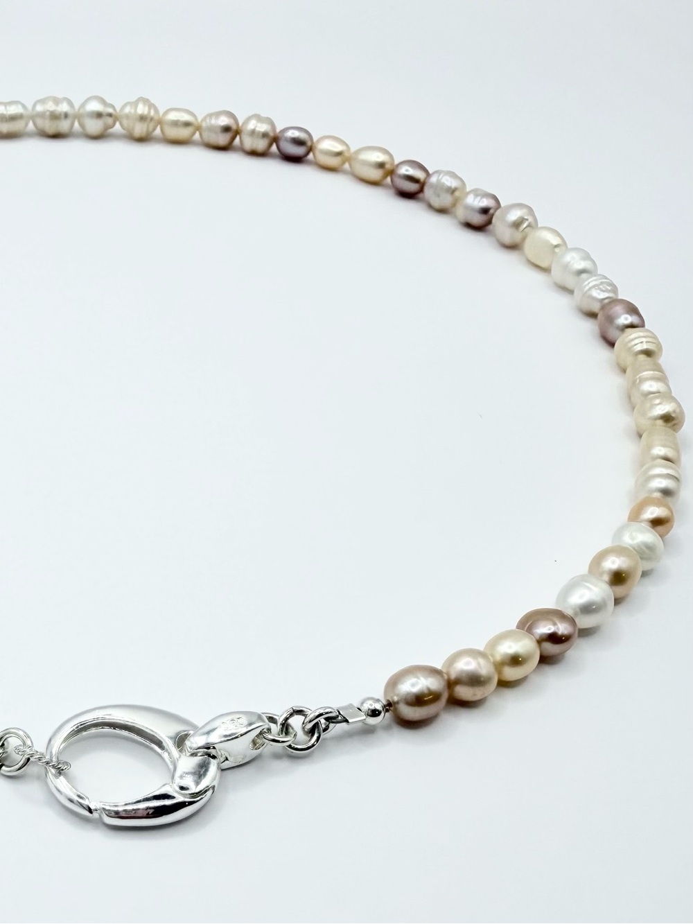 Sterling Silver Multi Colored Baroque Cultered Freshwater Pearl 18” Necklace